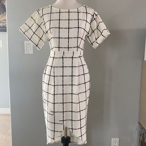 Asos midi white grid dress